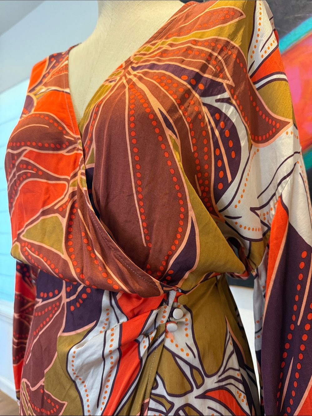 Anthropologie Red 70’s style Wrap Dress - Picture 2 of 4